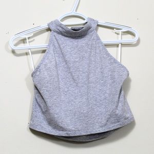 Heather Grey Halter Crop Top Large